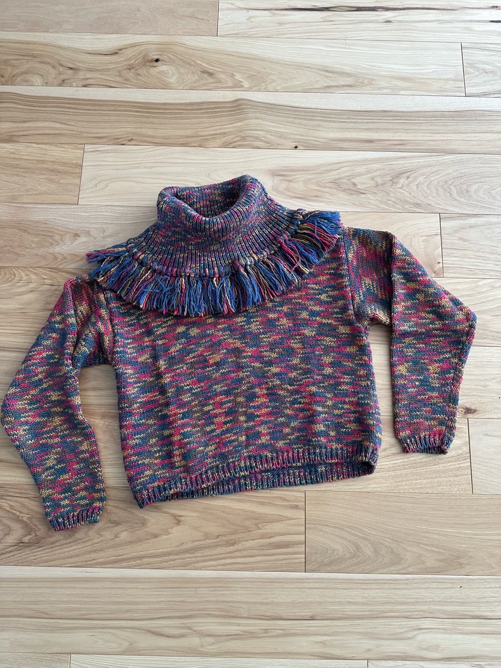 Vintage Lizwear Sweater / Fringe Collar / knit cotton